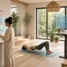 Person using AI tools lifestyle habits tracking display at home
