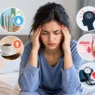 Person holding their head and looking stressed because they wake up with a headache