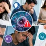 Early warning signs of a dangerous infection collage showing symptoms like fever, chills, and rapid heartbeat